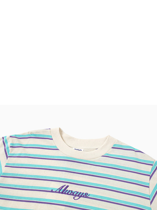 ALWAYS EMBROIDERED STRIPE T-SHIRT(IVORY)