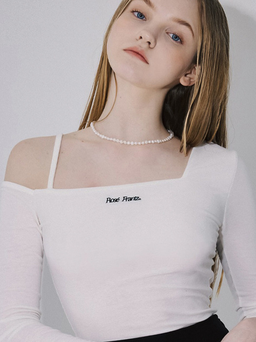 Half Square Neck T-shirt [White]