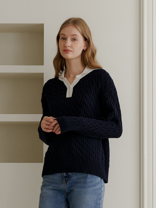 OVER COLLAR KNIT_NAVY