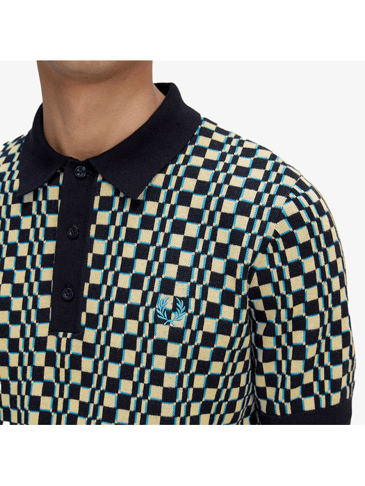 [프레드페리] [Sharp] 글리치 체커보드 니트 셔츠 (R70) AFPM2336514-R70