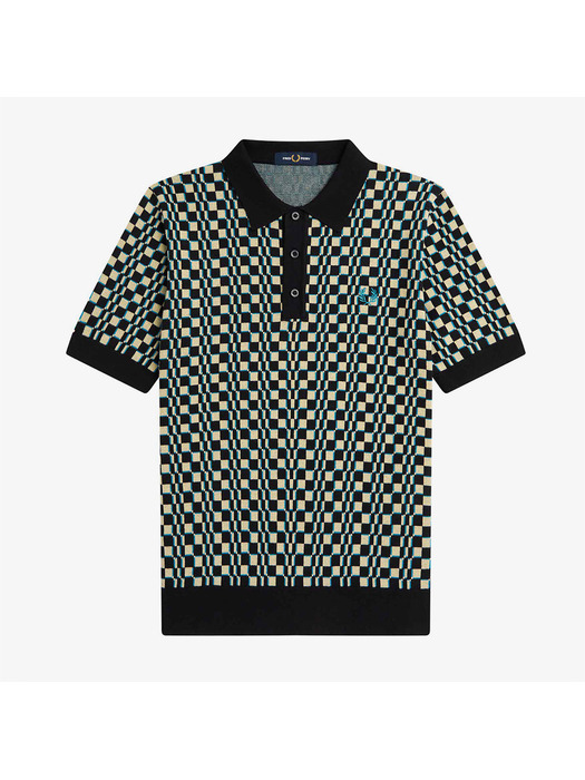 [프레드페리] [Sharp] 글리치 체커보드 니트 셔츠 (R70) AFPM2336514-R70