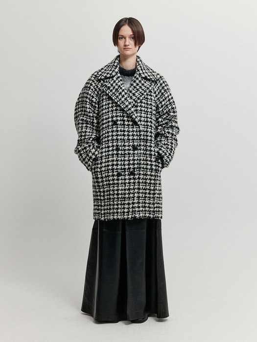 XASE Oversized Pea Coat - Black / Ivory