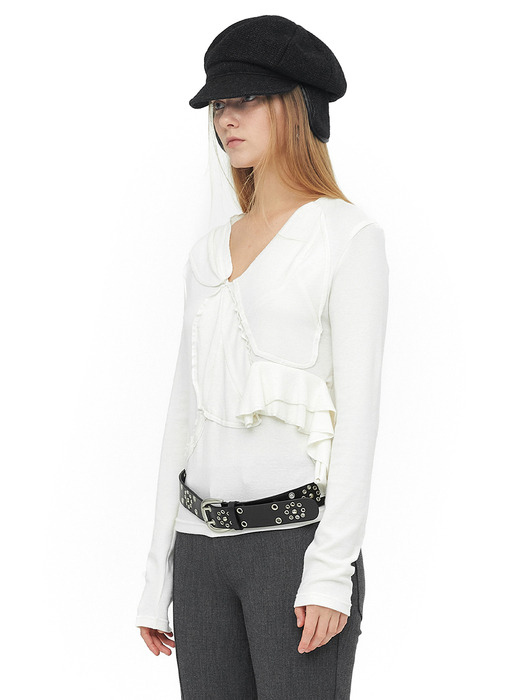 MUSIC NOTE FRILL TOP / IVORY