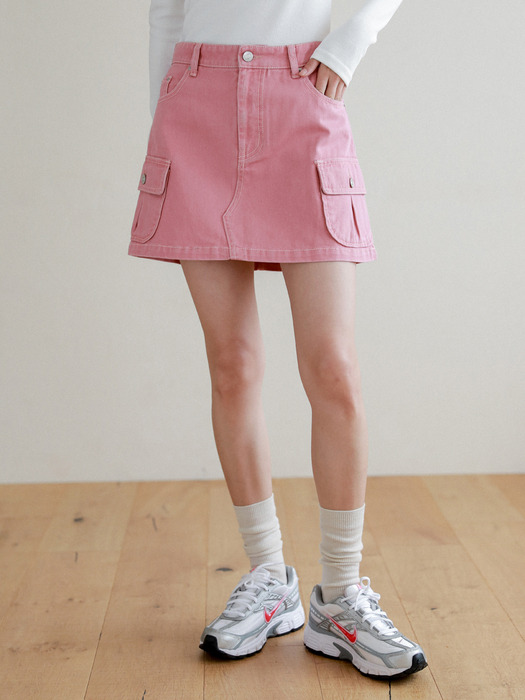 Lossy  washing cargo short skirt_pink