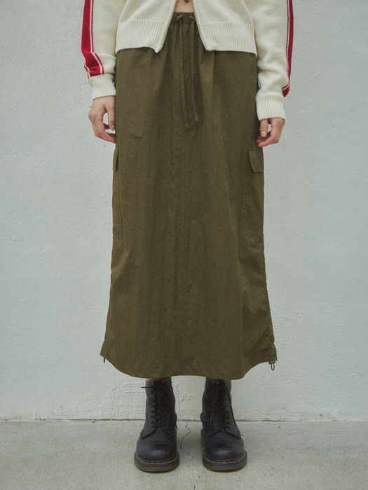 String Long Parachute Skirts_CTS601(Khaki Brown)