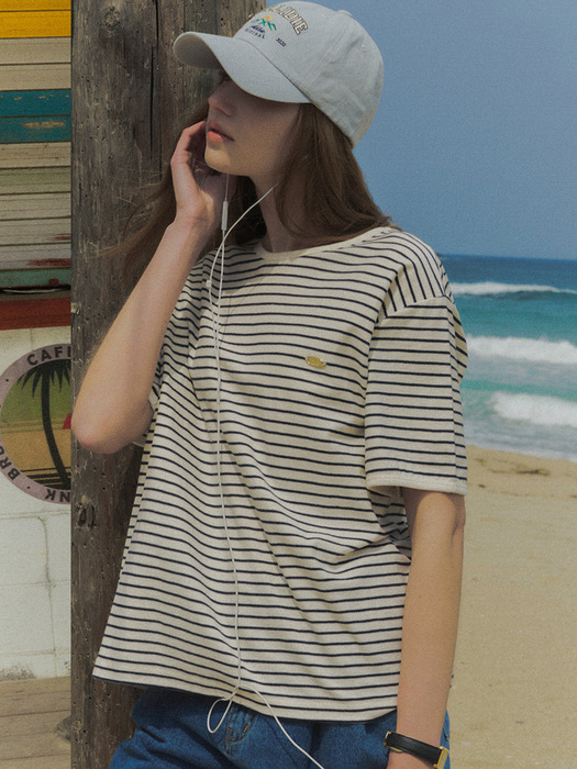 Cotton stripe T-shirt[2color]