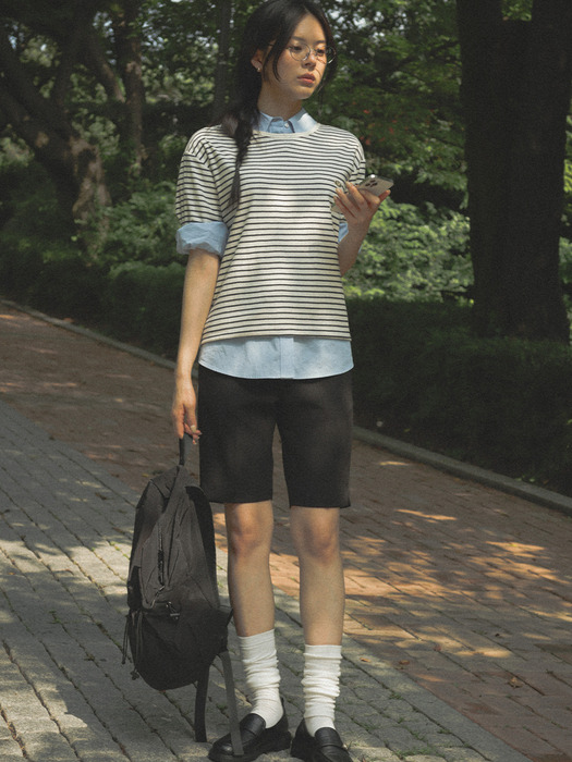 Cotton stripe T-shirt[2color]