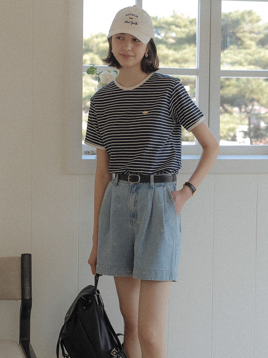 Cotton stripe T-shirt(2color)