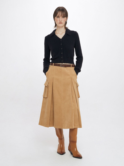 Corduroy Pocket Skirt in Camel VW3WS332-92