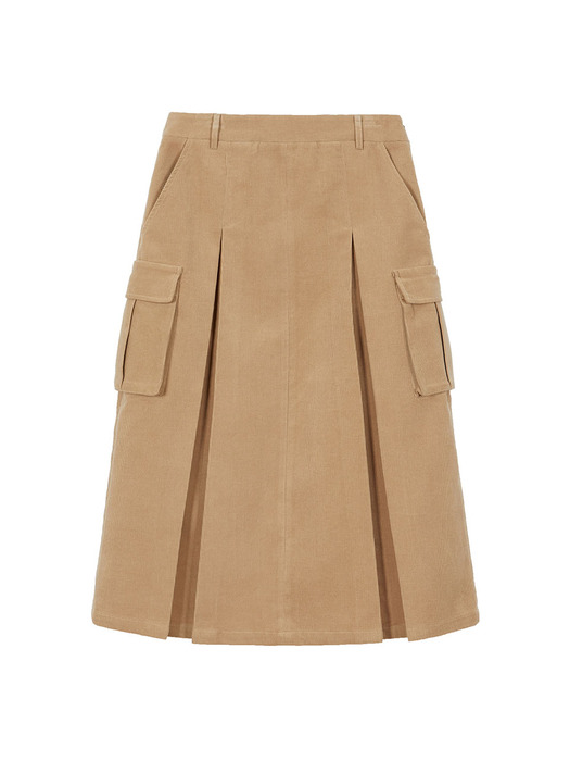 Corduroy Pocket Skirt in Camel VW3WS332-92