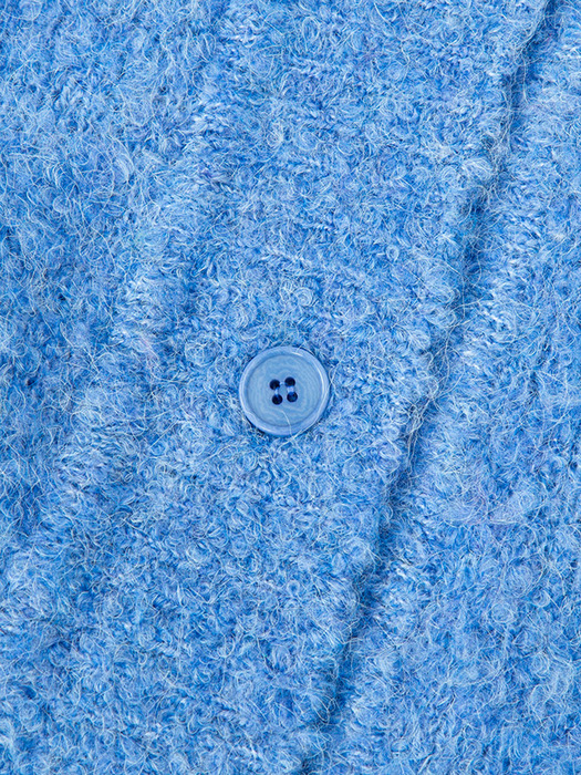 Oversized Wool Boucle V-neck Cardigan_blue