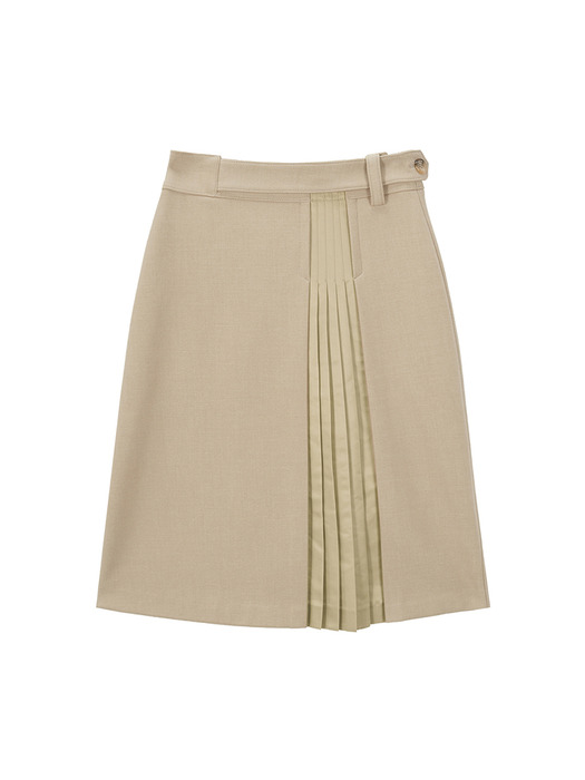 PLEATS MIX MIDI SKIRT IN BEIGE