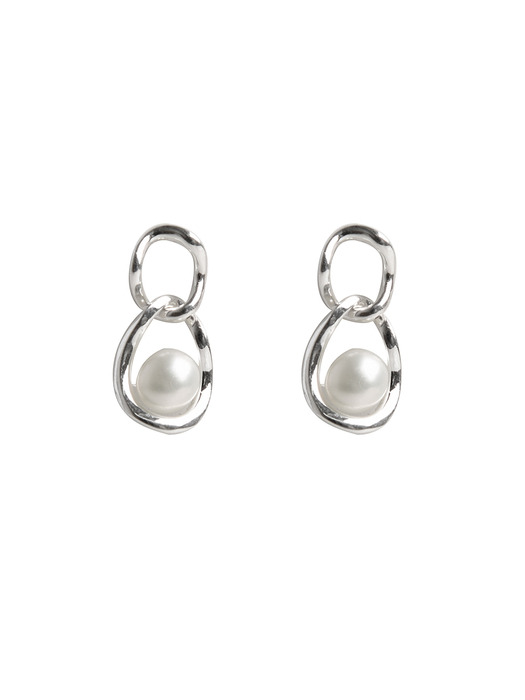 TB036 Edge chain pearl point earring
