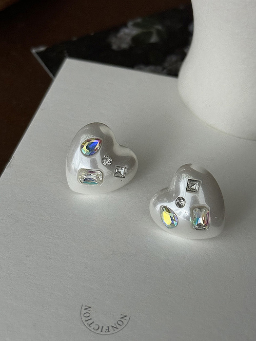 [925silver] Jewel heart earring