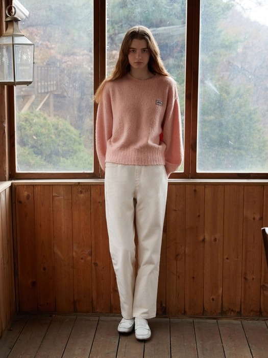 wool boucle wappen pullover - light pink