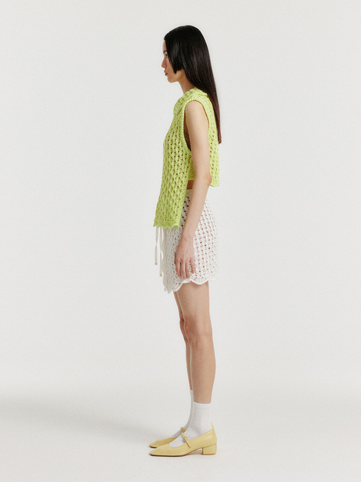 YELT Cable Knit Collared Top - Yellow Green