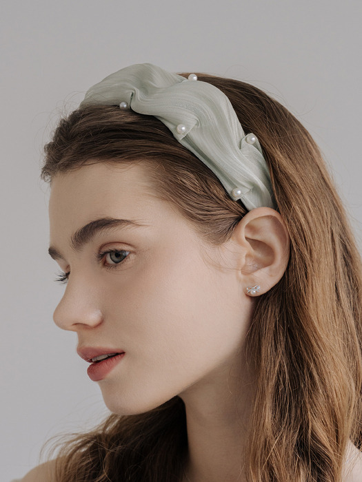 HTY004 Shirring pearl hairband