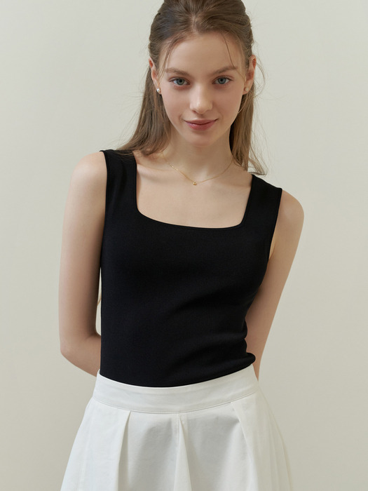 Square knit sleeveless (black)