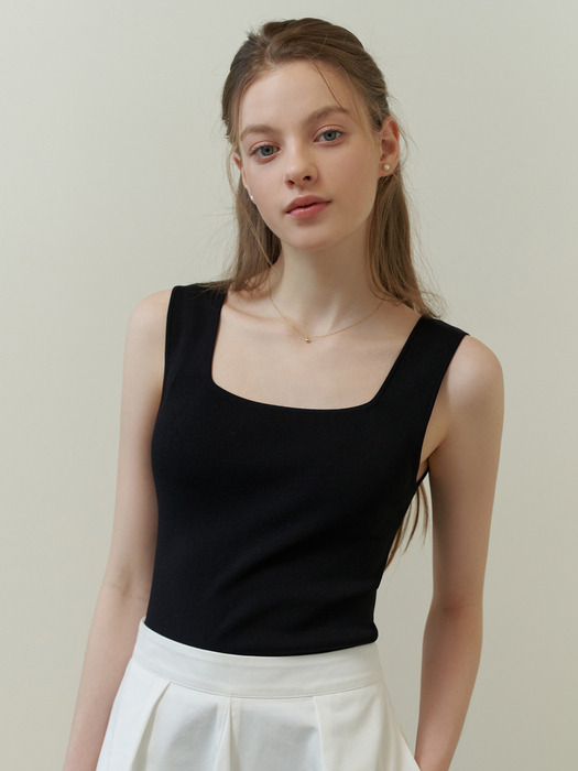 Square knit sleeveless (black)