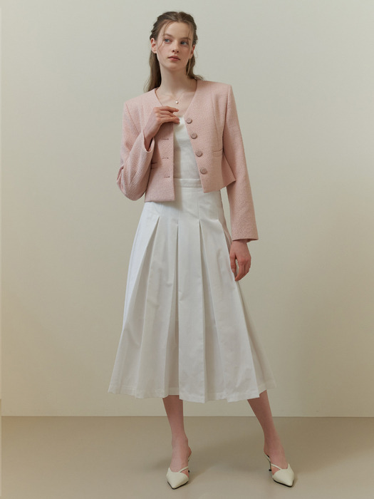 Chou pleats skirt (white)