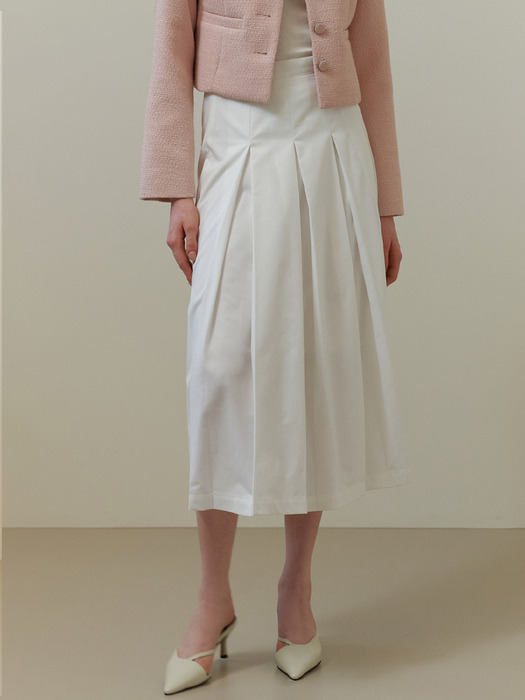 Chou pleats skirt (white)