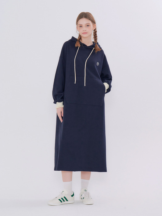 MET shirring hoody dress navy