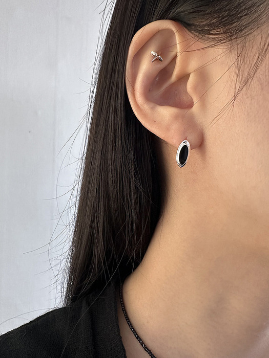 [925silver] Black amond earring