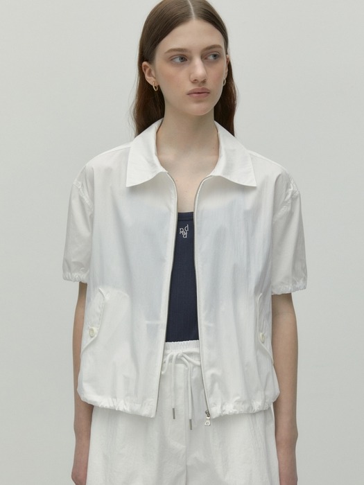 cropped zip-up jacket - white