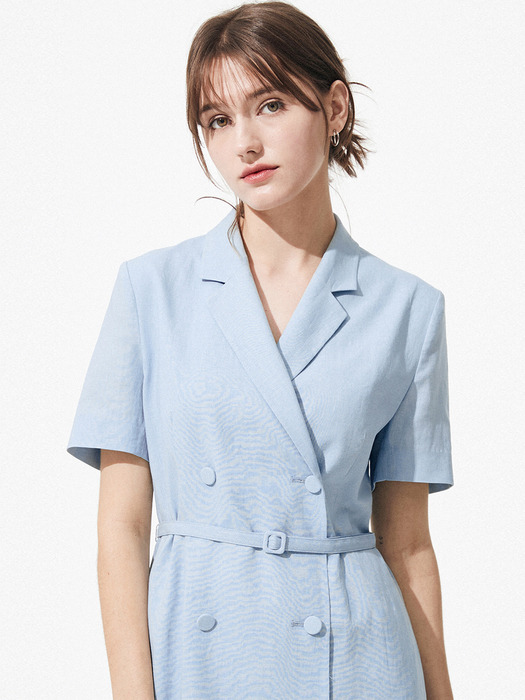 Claire Linen Jacket Dress [Sky Blue]