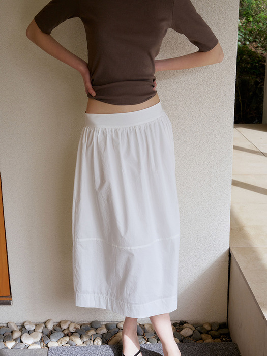 LILY COTTON FLARE SKIRT_IVORY