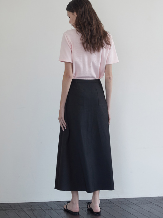 Cutting line flare skirt - Black