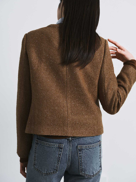 GLITTER TWEED JACKET_CAMEL