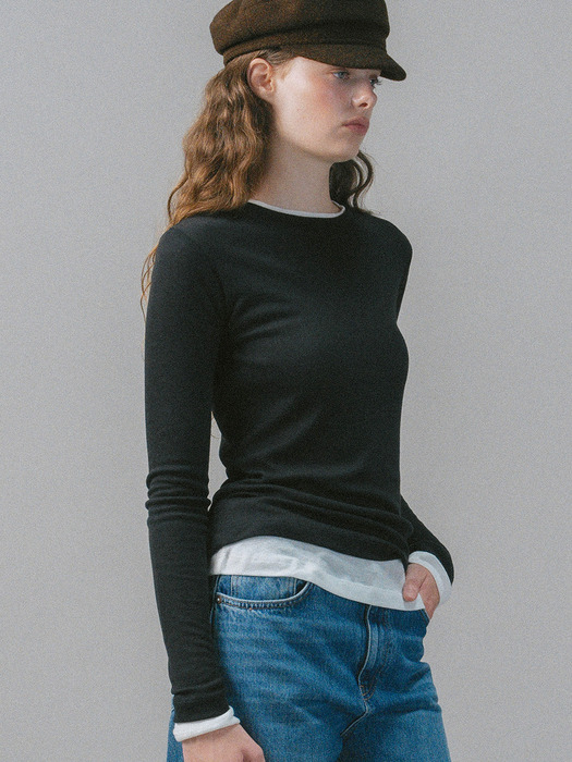 U Wool Layered Sleeve Tshirt_8colors