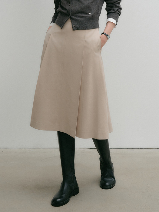 린다 미디 턱 플레어 울 스커트 / LINDA MIDI TUCK FLARE WOOL SKIRT_3colors