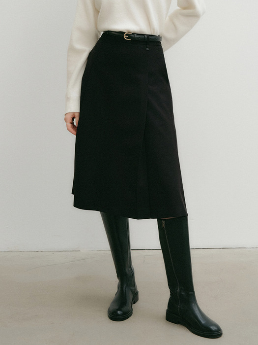 린다 미디 턱 플레어 울 스커트 / LINDA MIDI TUCK FLARE WOOL SKIRT_3colors