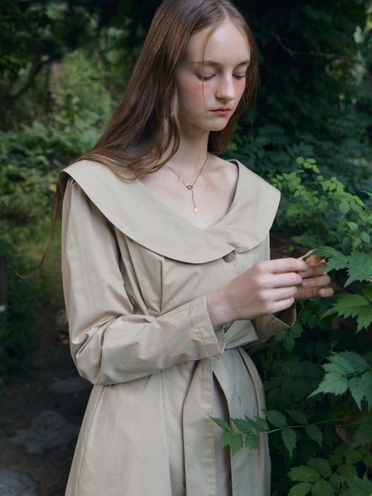 off shoulder trench dress jacket_beige