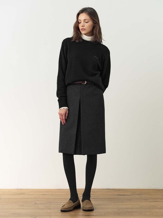 FENCHURCH A-line wool midi skirt (3color)