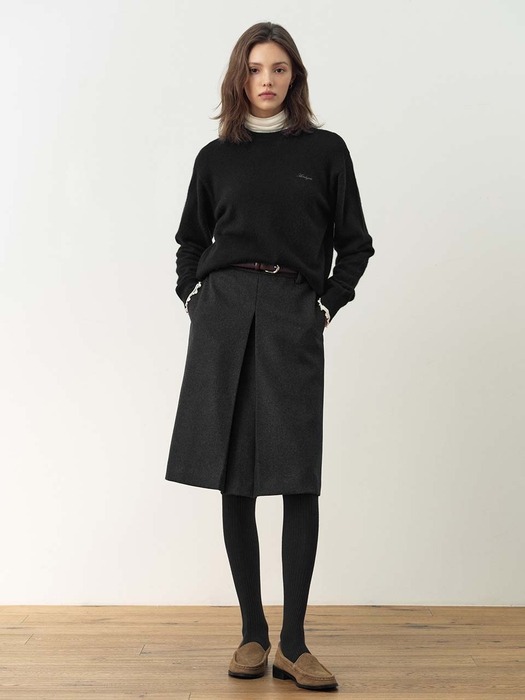 FENCHURCH A-line wool midi skirt (3color)