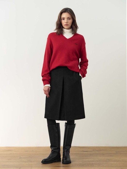 FENCHURCH A-line wool midi skirt (3color)