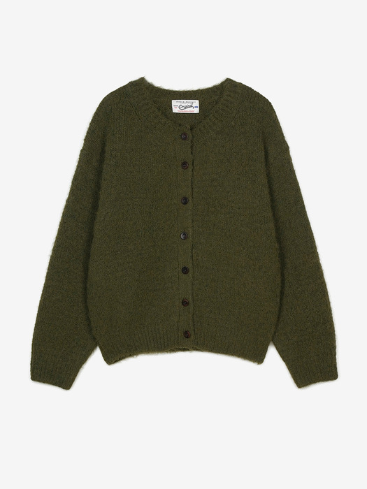 HAIRY KNIT CARDIGAN - FRENCH OLIVE