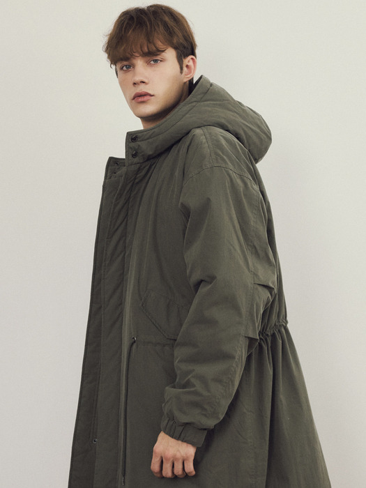 M-65 FishTail Hooded Jacket Padded Coat_KHAKI