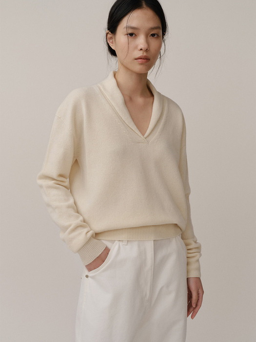 Shawl Collar Pullover Cream