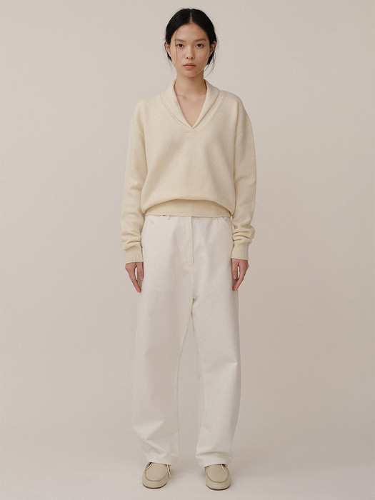 Shawl Collar Pullover Cream