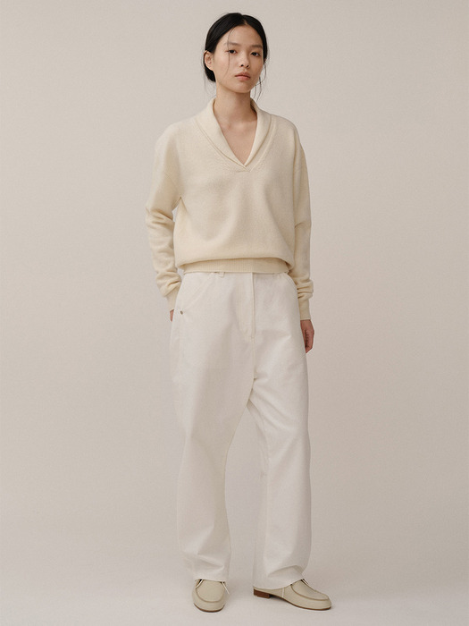 Shawl Collar Pullover Cream