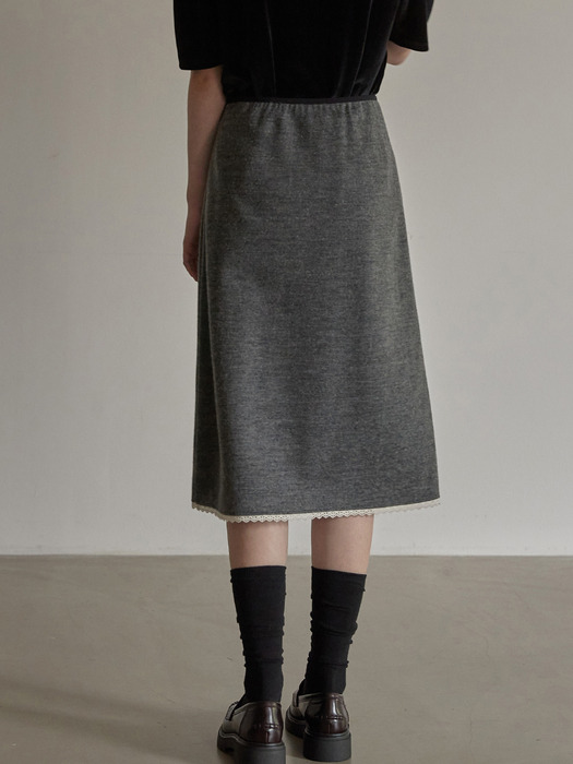 Lace detail A line skirt - Charcoal