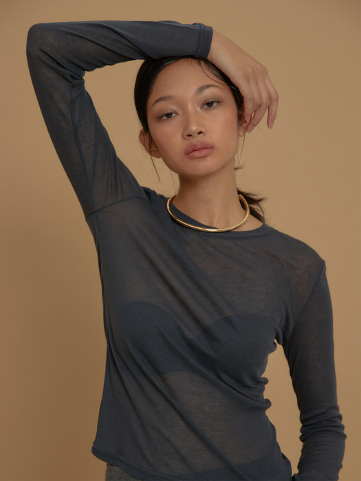 Sheer Touch Long Sleeve T Dark Gray