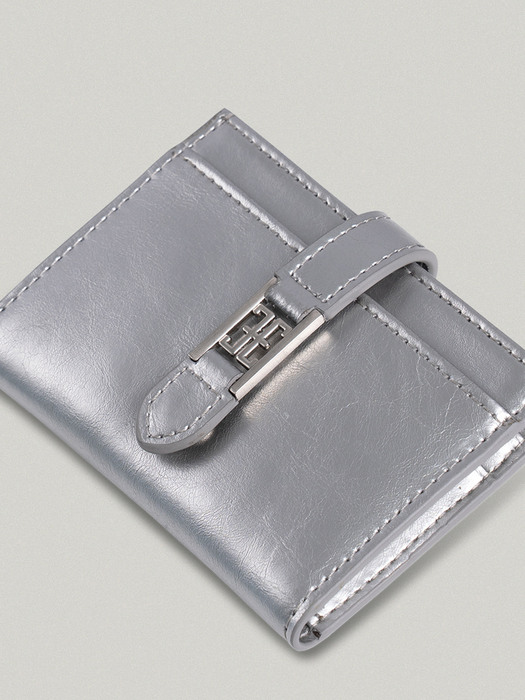 CLASSIC LOGO CARD WALLET IN SILVER