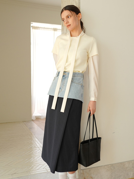 STRIPE SKIRT / NAVY