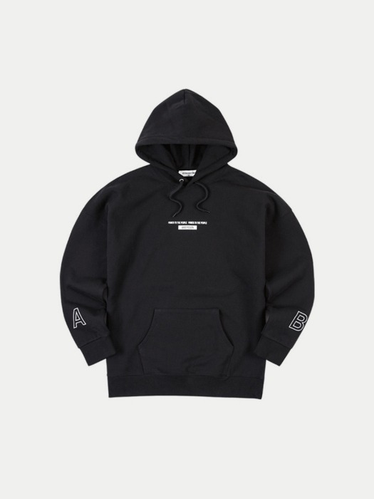 UNISEX ARCH LOGO EMBROIDERY HOODIE atb109(Black)