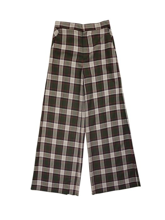 GREEN CEHCK WIDE PANTS